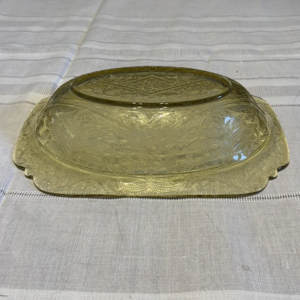 VTG Federal Madrid Amber Depression 4 pc Set Platter Serving Bowl‎ Creamer Sugar
